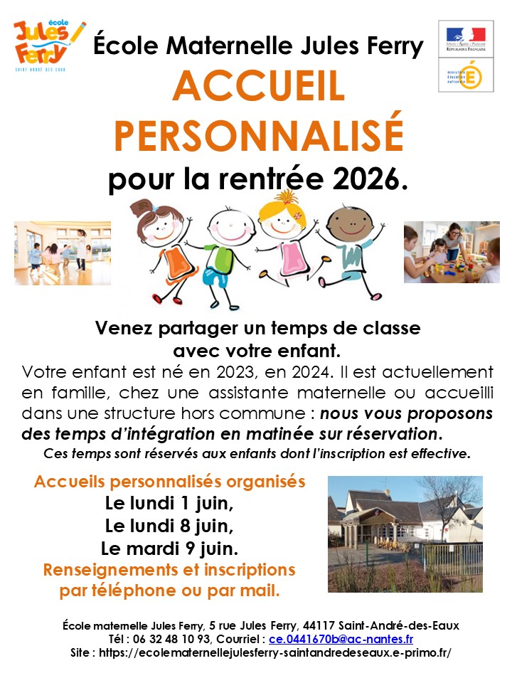 Maternelle Jules Ferry accueil personnalisé
